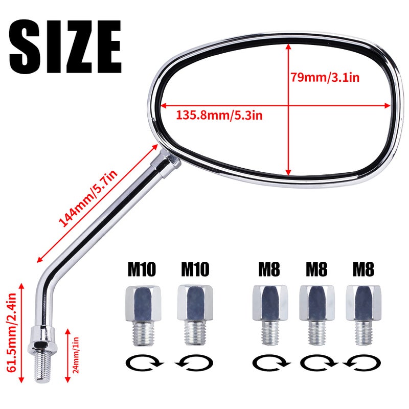 ORAEVY Motorcycle Mirrors  Universal 10mm 8mm Chrome Motorcycle Rear View Side Mirrors Handle Bar Bar End Motorcycle Mirrors - Image 2